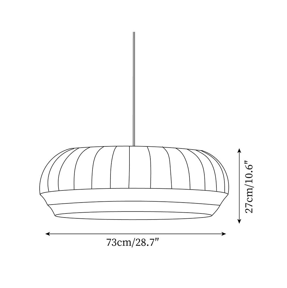 Taro lampă suspendată cu abajur din mătase alb cu linii verticale moi, modern și minimalist, din material textil