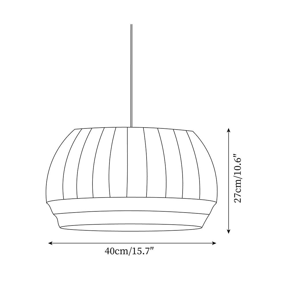 Taro lampă suspendată cu abajur din mătase alb cu linii verticale moi, modern și minimalist, din material textil