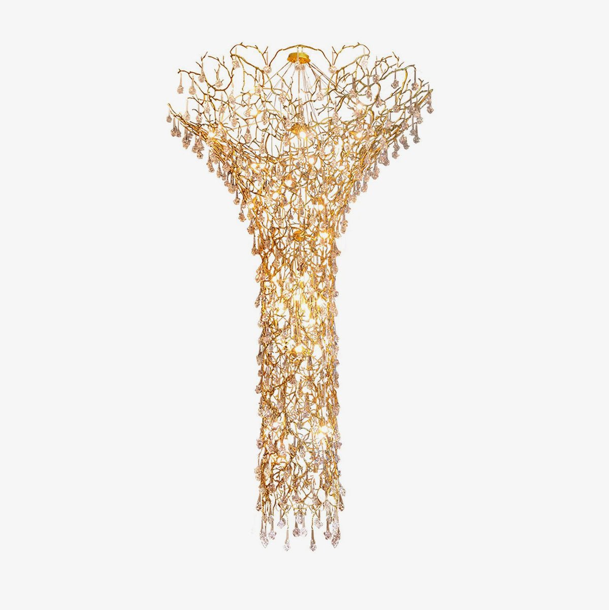 Abeleisa candelabru  din ramuri de copac, alamă și cristal