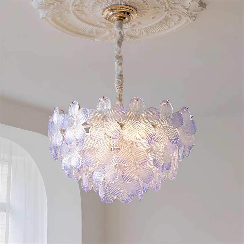 Cavine candelabru roz din sticlă, cu flori