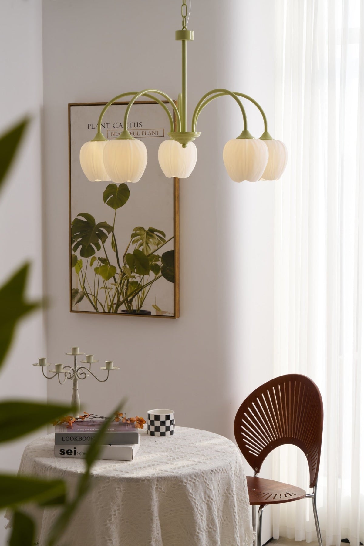 Eiraine candelabru Tulip Matcha sticlă