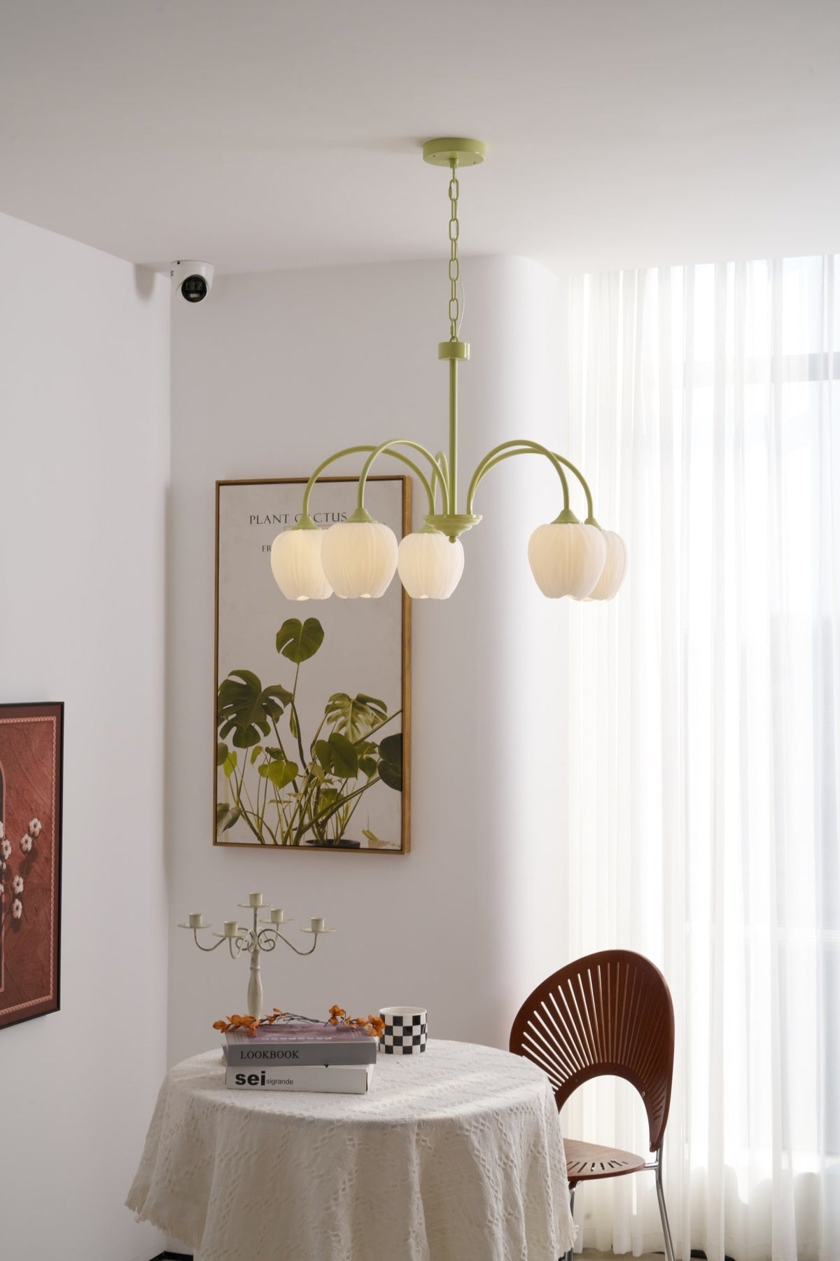 Eiraine candelabru Tulip Matcha sticlă