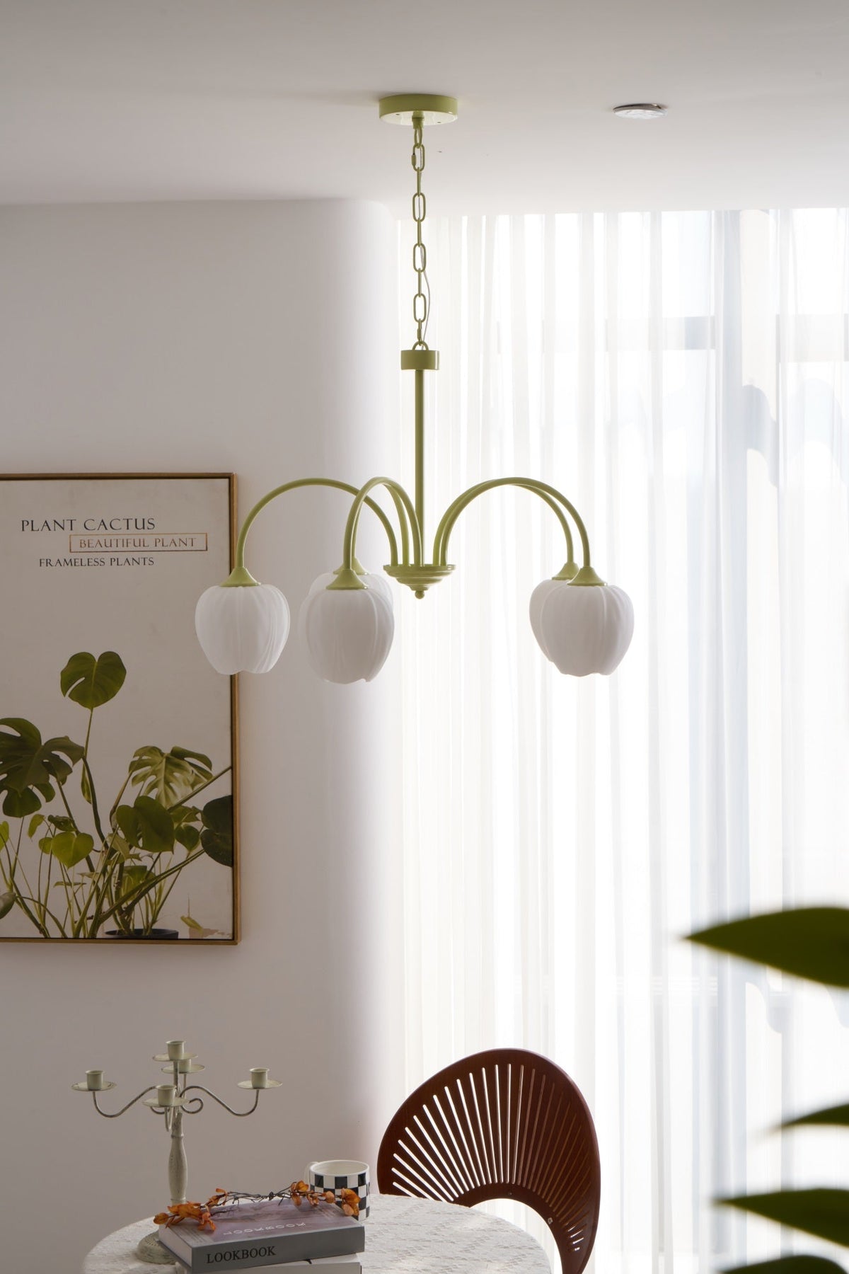 Eiraine candelabru Tulip Matcha sticlă