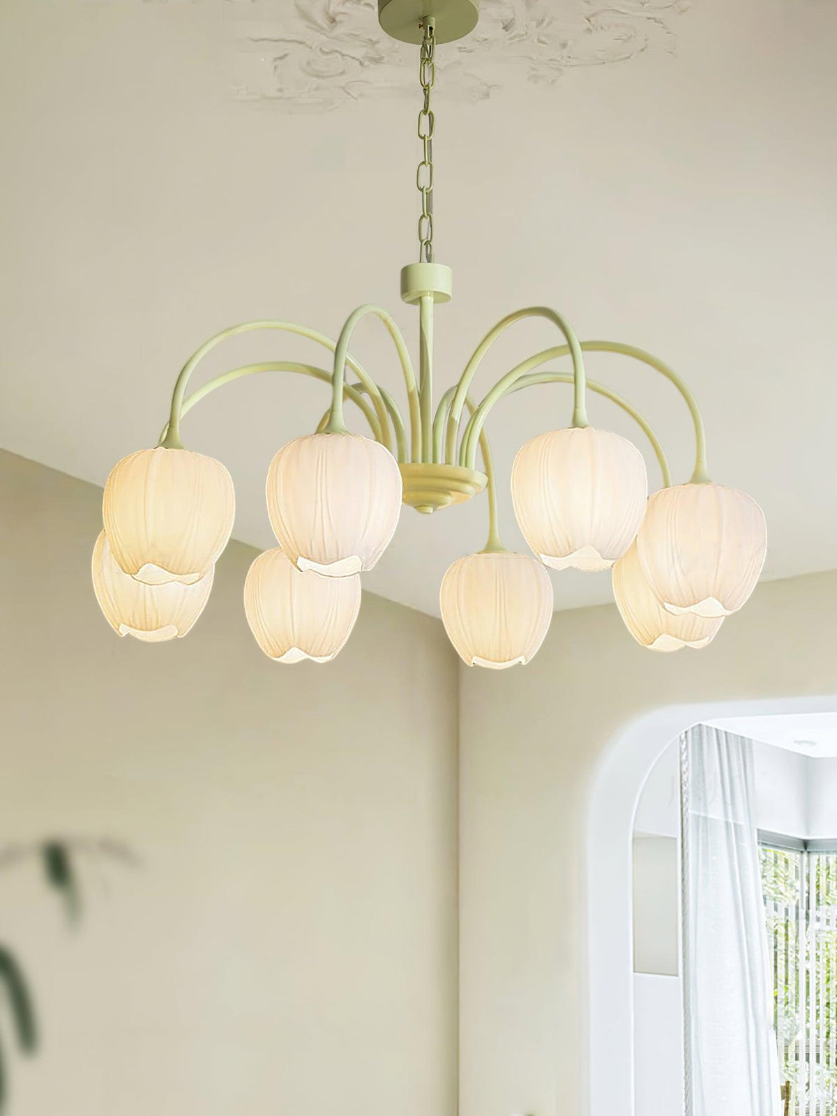 Eiraine candelabru Tulip Matcha sticlă