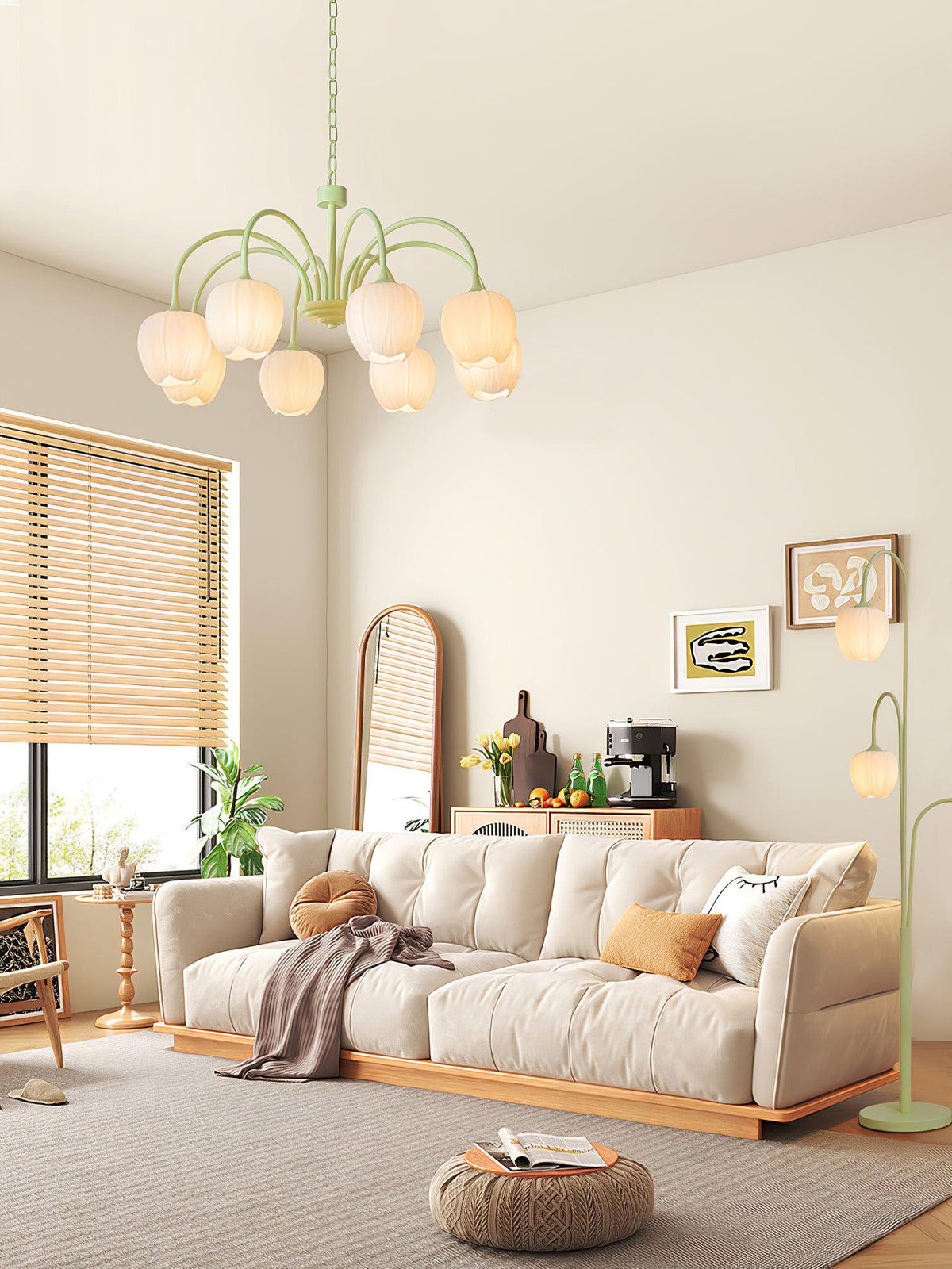 Eiraine candelabru Tulip Matcha sticlă