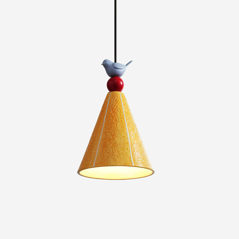 Virella lampă suspendată Galbenă din Ceramică cu Formă de Păsărică modernă și Jucăuță