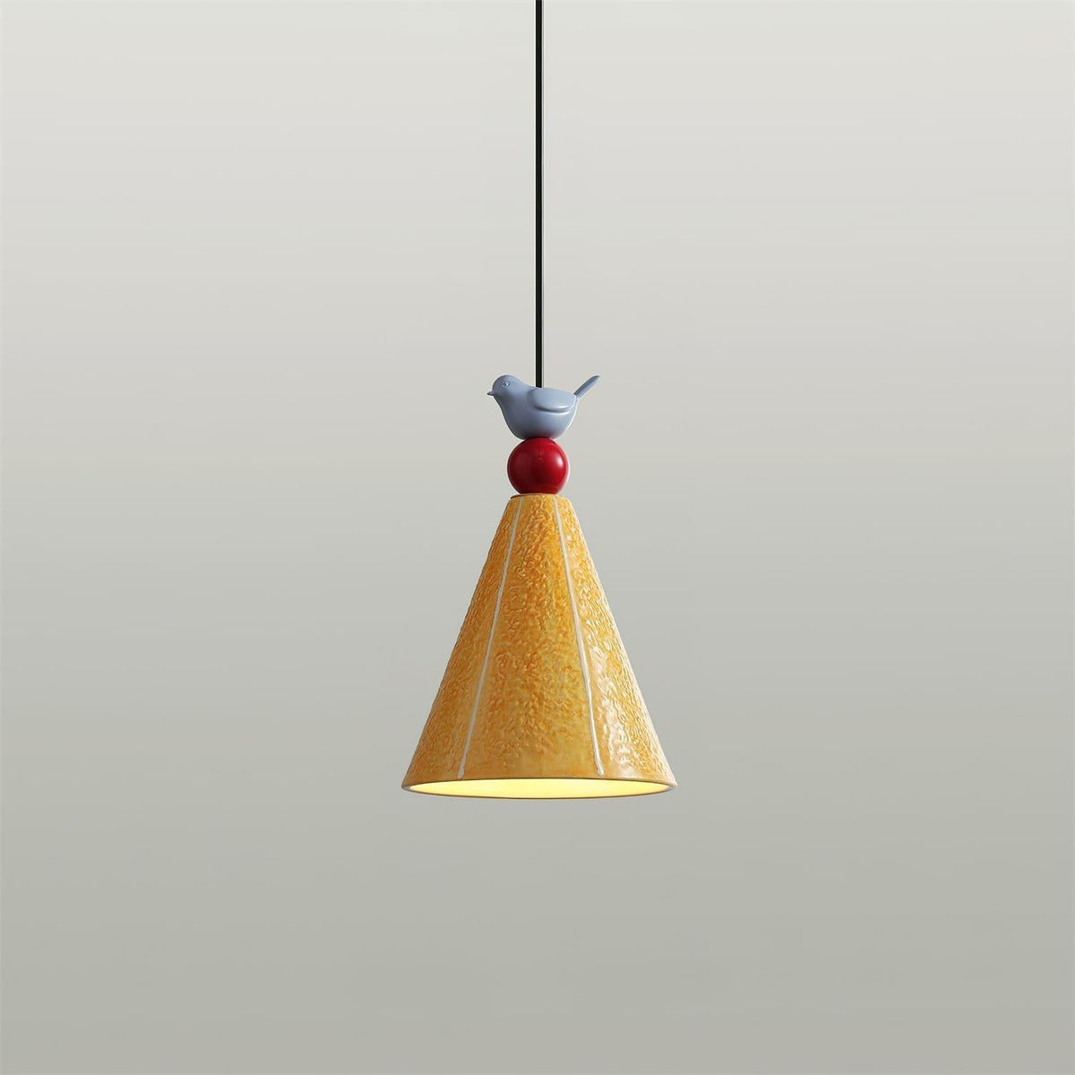 Virella lampă suspendată Galbenă din Ceramică cu Formă de Păsărică modernă și Jucăuță