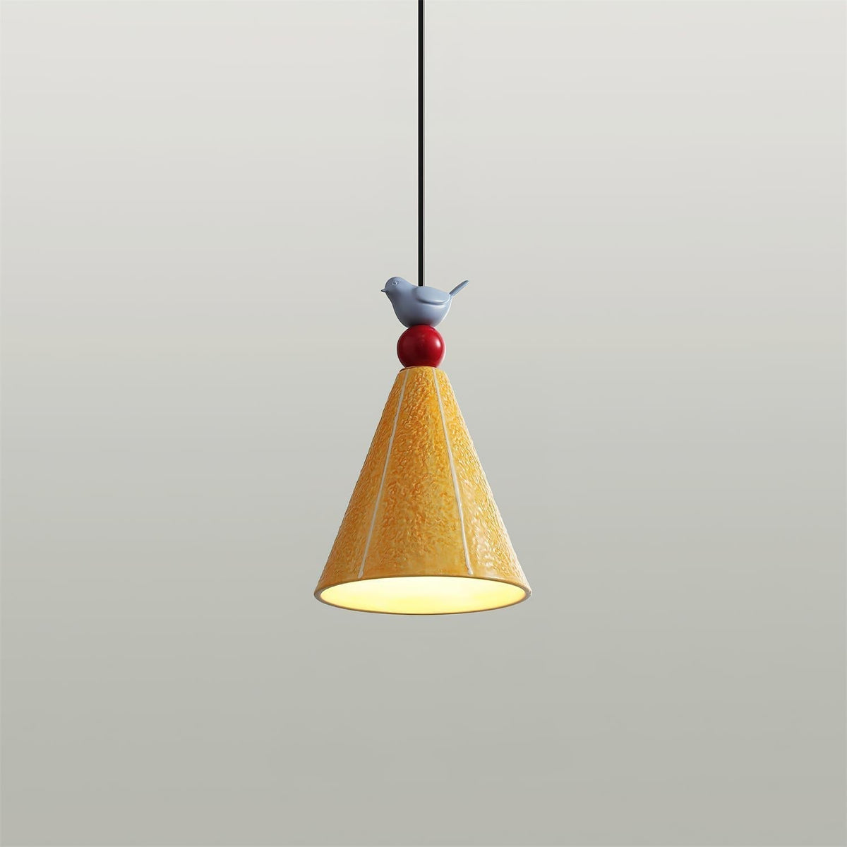 Virella lampă suspendată Galbenă din Ceramică cu Formă de Păsărică modernă și Jucăuță