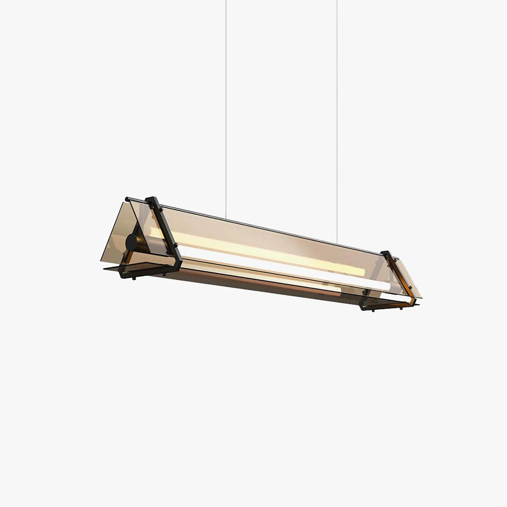 Arisha lampă suspendată industrială triunghiulară din metal/sticlă, aur