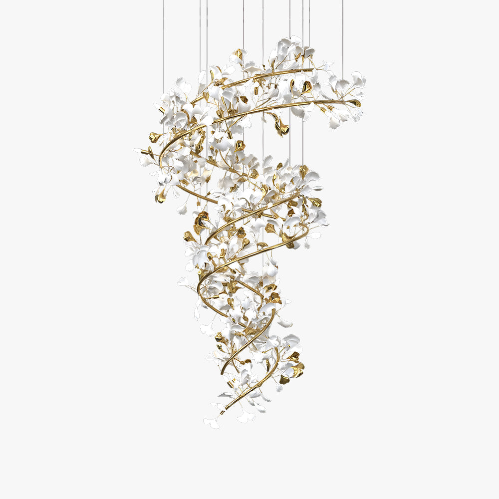 Olivia modern candelabru cu trepte din metal și ceramică, finisaj auriu