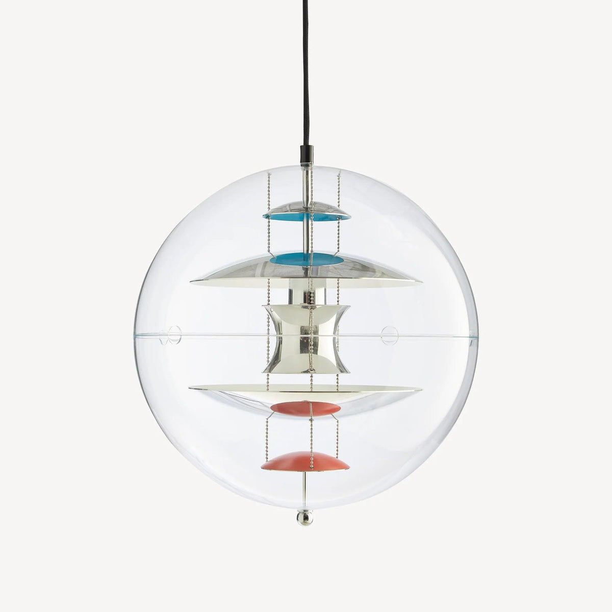 Lampă suspendată geometrică modernă futuristă cu straturi flotante, abajur sferic transparent