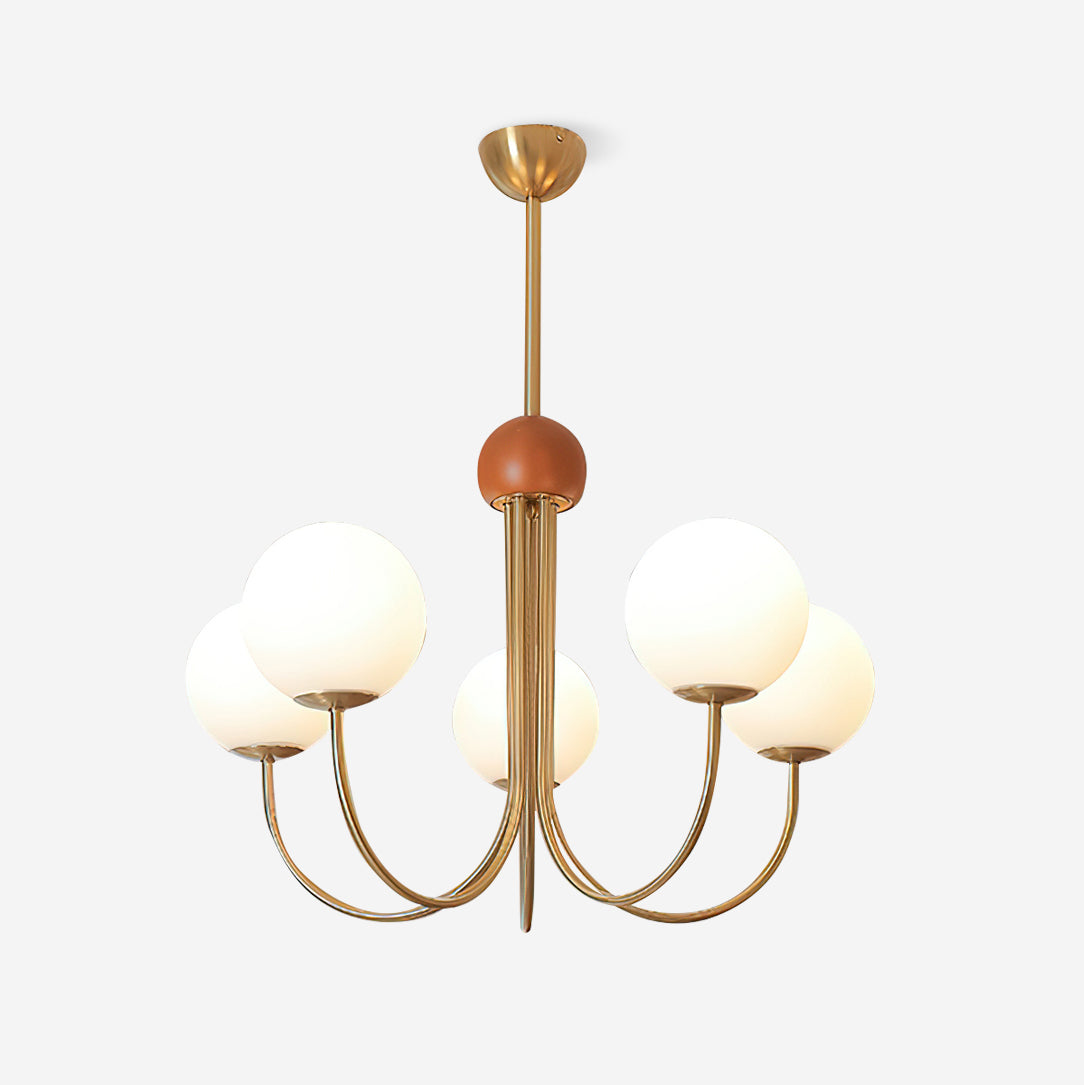 Sola candelabru din alamă și sticlă, modern, cu glob