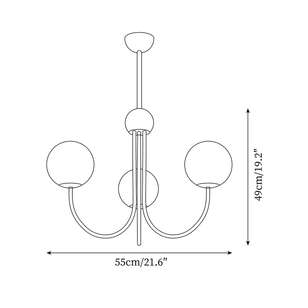Sola candelabru din alamă și sticlă, modern, cu glob