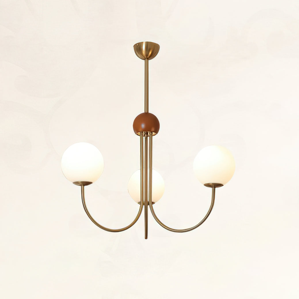Sola candelabru din alamă și sticlă, modern, cu glob