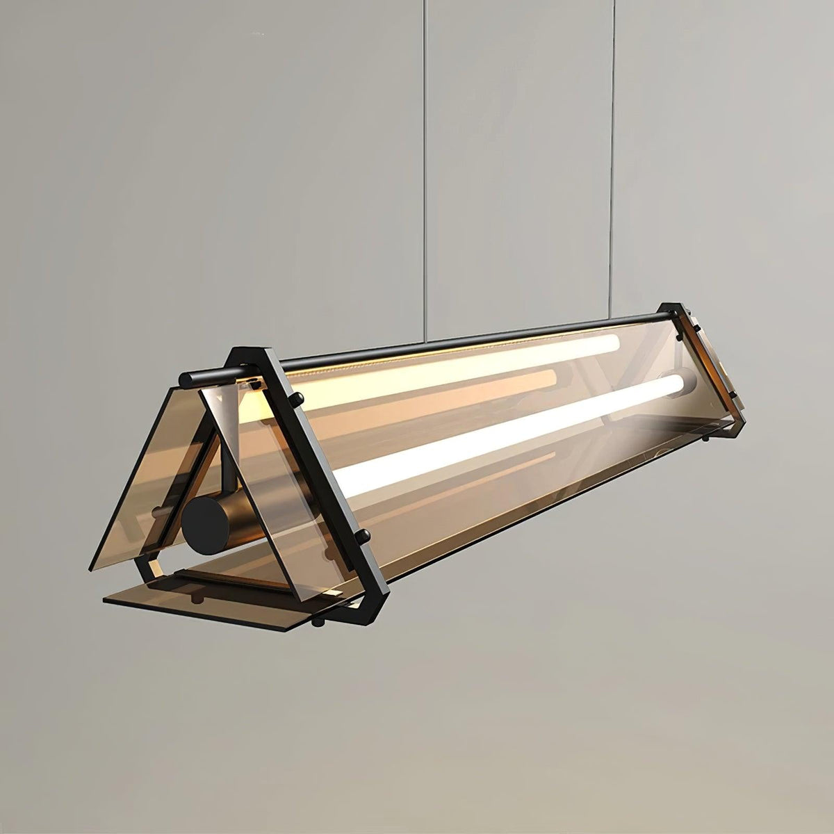 Arisha lampă suspendată industrială triunghiulară din metal/sticlă, aur