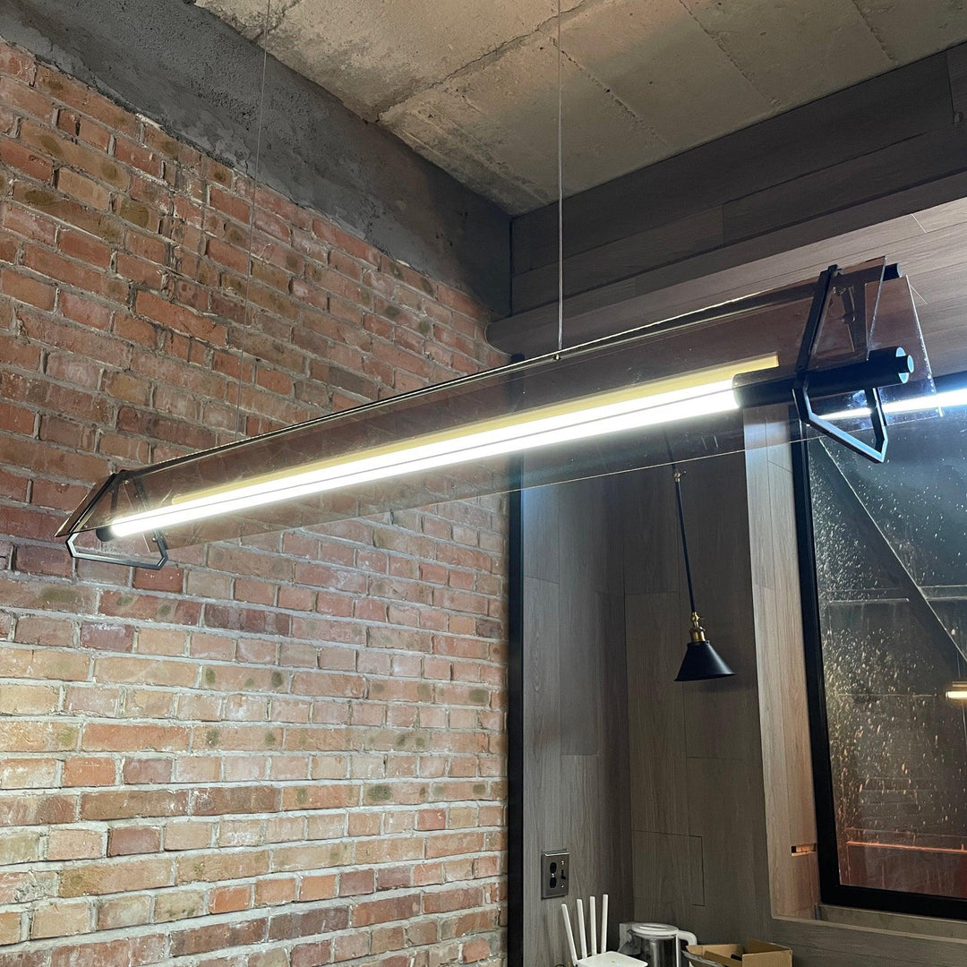 Arisha lampă suspendată industrială triunghiulară din metal/sticlă, aur