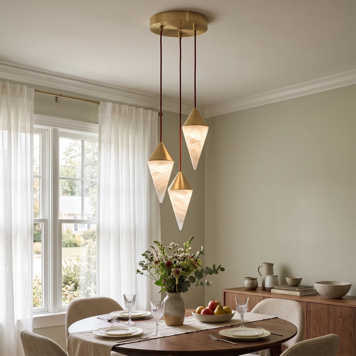Ilverford Candelabru cu picătură din alabastru fațetat