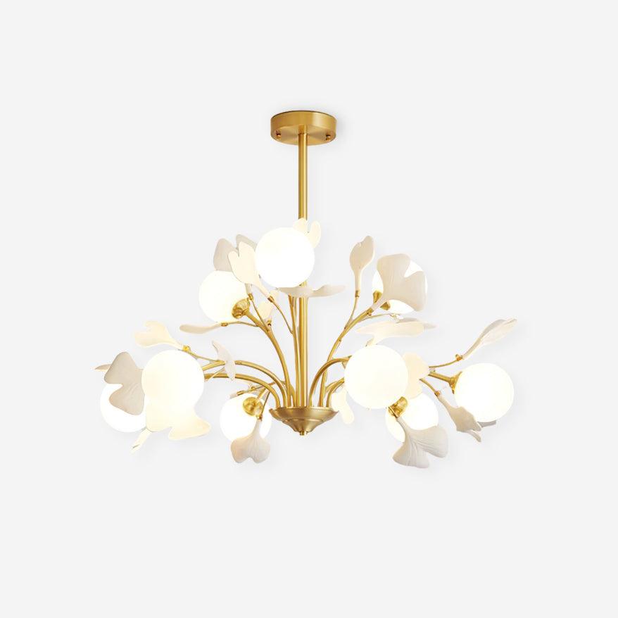 Ginkgo candelabru  cu globuri din sticlă mată