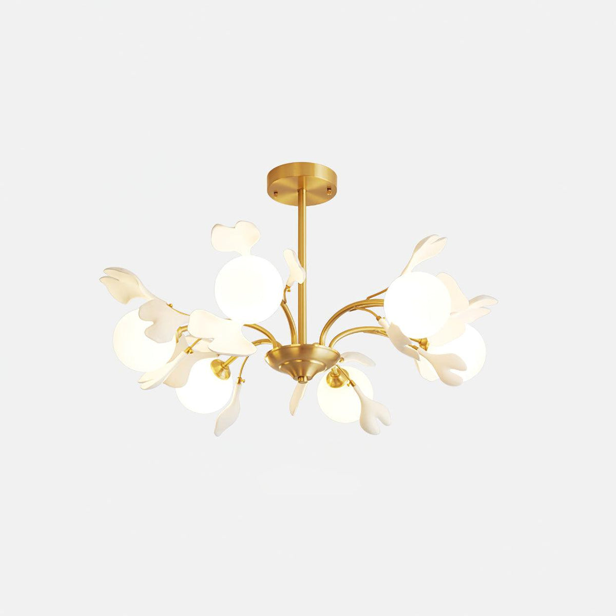 Ginkgo candelabru  cu globuri din sticlă mată