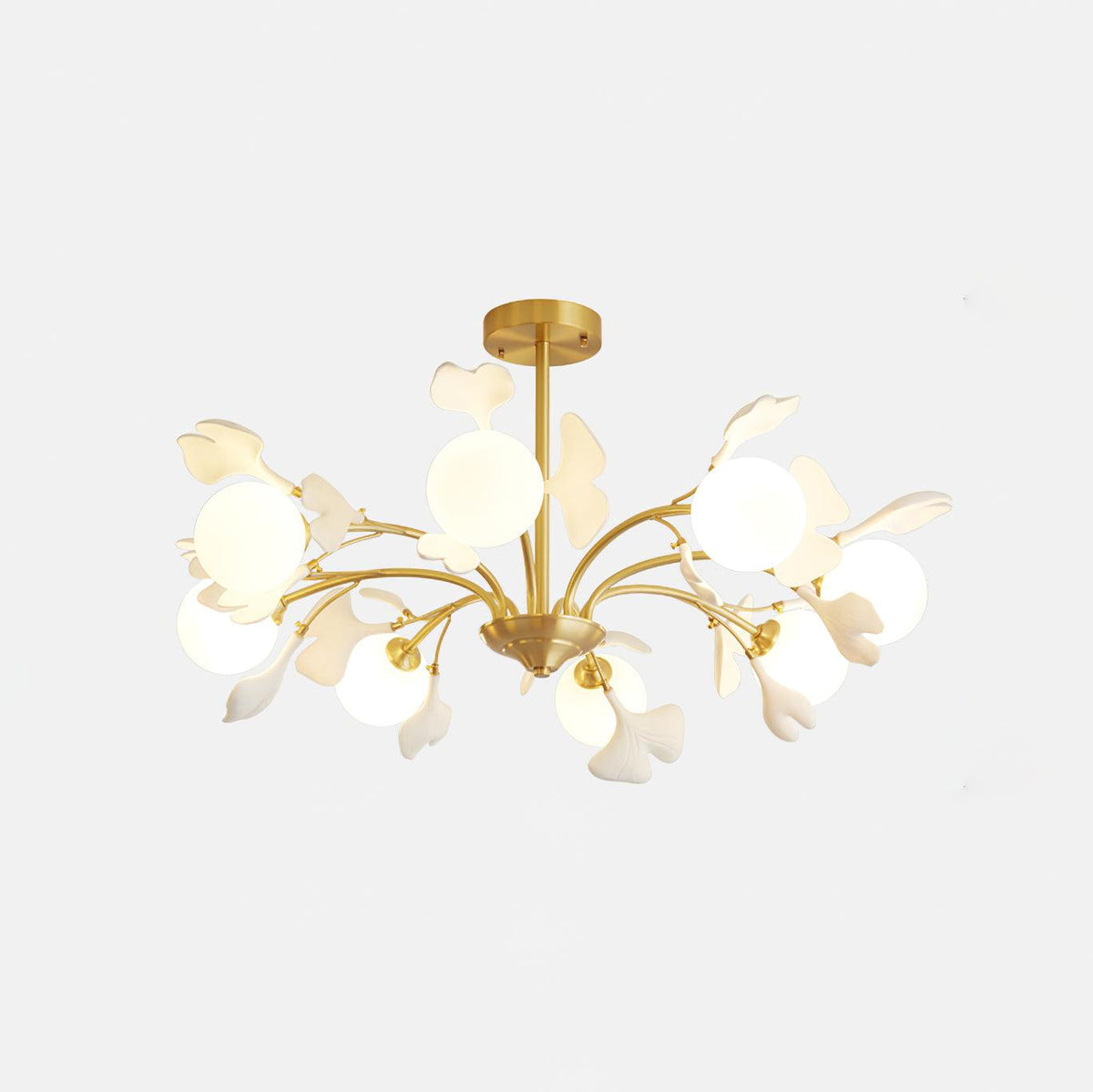 Ginkgo candelabru  cu globuri din sticlă mată