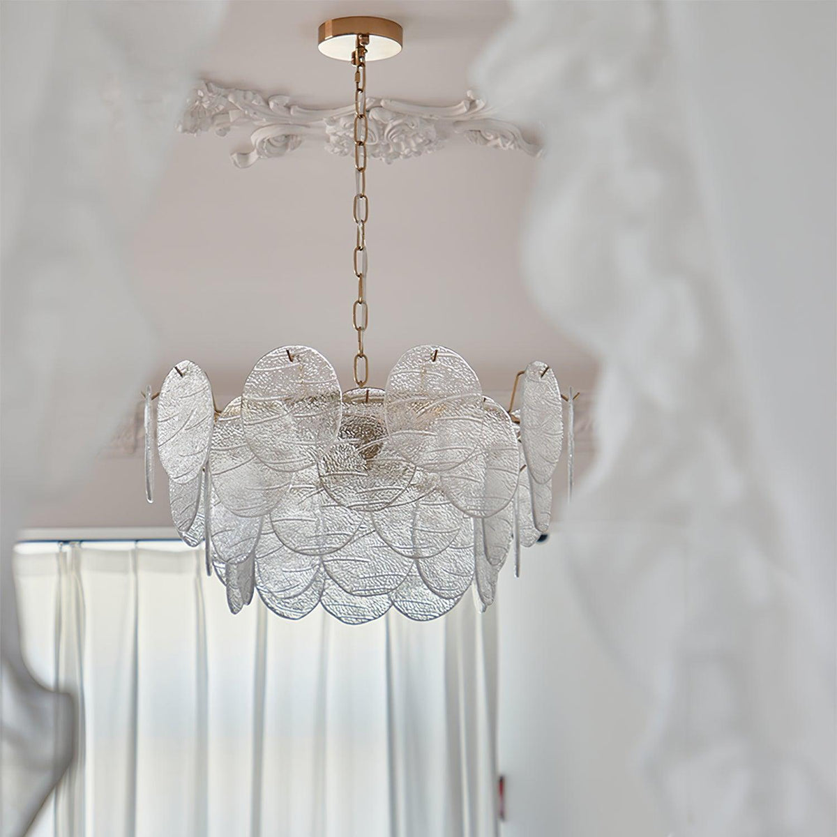 Candelabru cu Discuri din sticlă, Cadru Metalic, Finisaj Aur, Stil victorian