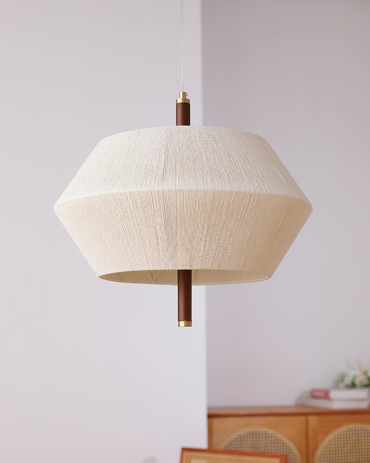 Elowen lampă suspendată Fibră de Bumbac lemn de Nuc Natural