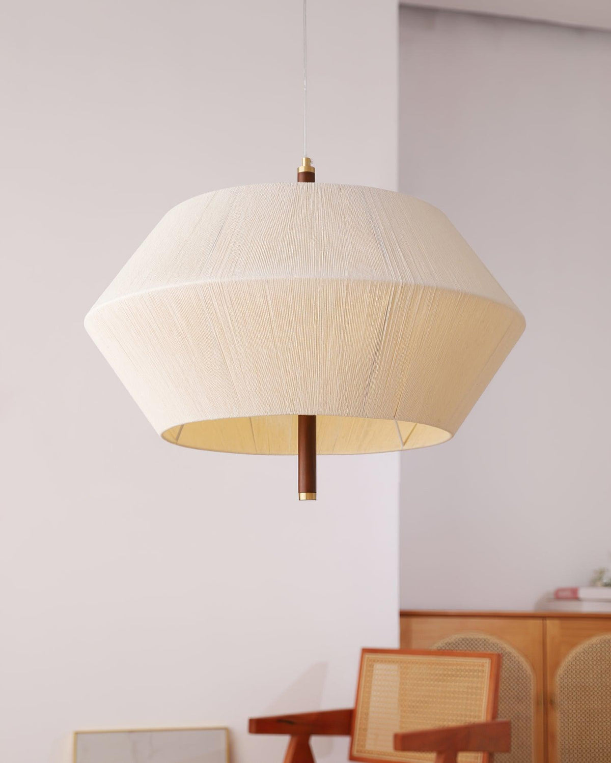 Elowen lampă suspendată Fibră de Bumbac lemn de Nuc Natural