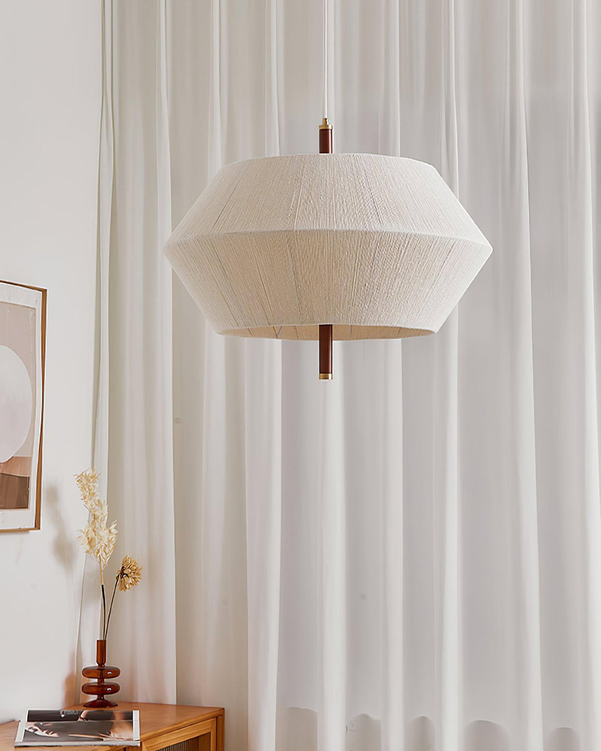 Elowen lampă suspendată Fibră de Bumbac lemn de Nuc Natural
