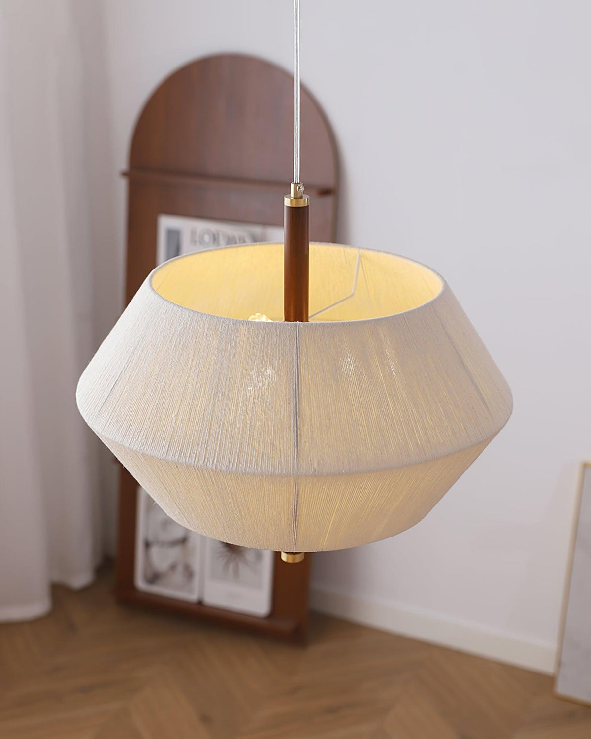 Elowen lampă suspendată Fibră de Bumbac lemn de Nuc Natural