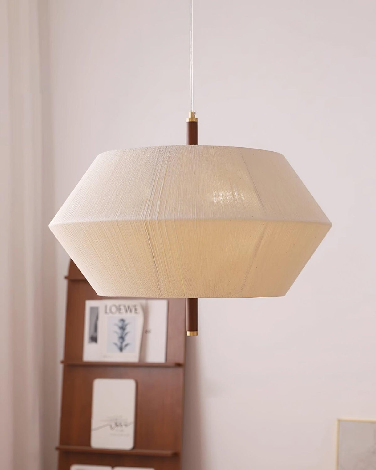 Elowen lampă suspendată Fibră de Bumbac lemn de Nuc Natural