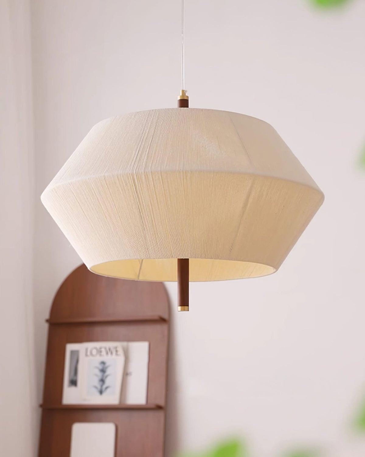 Elowen lampă suspendată Fibră de Bumbac lemn de Nuc Natural
