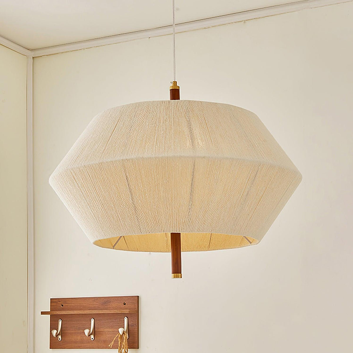 Elowen lampă suspendată Fibră de Bumbac lemn de Nuc Natural