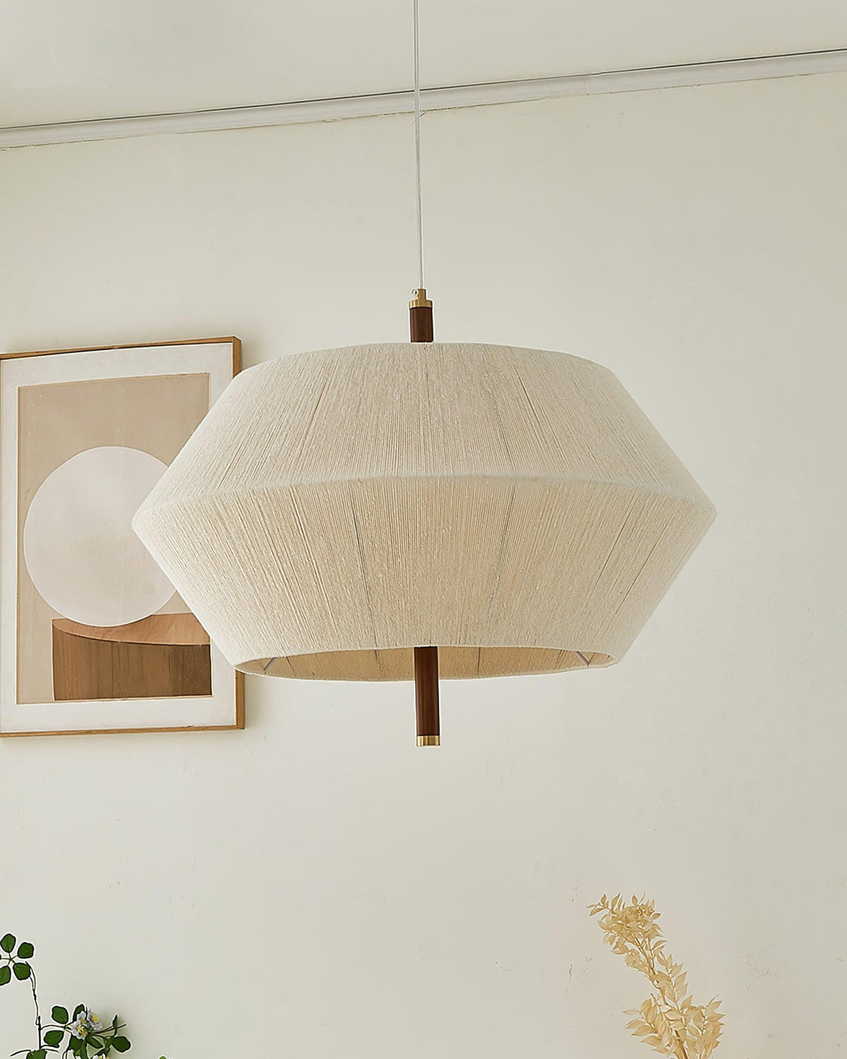 Elowen lampă suspendată Fibră de Bumbac lemn de Nuc Natural