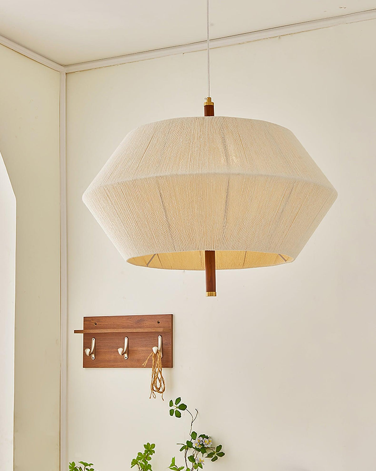 Elowen lampă suspendată Fibră de Bumbac lemn de Nuc Natural