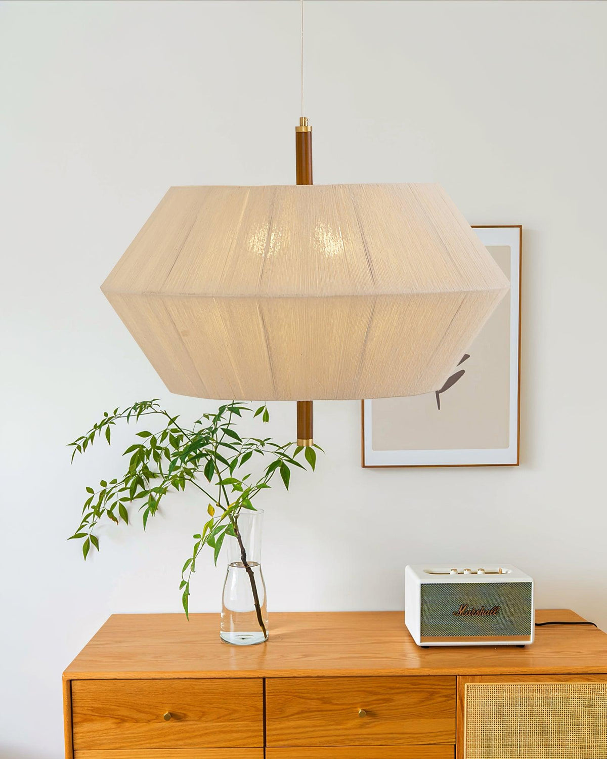 Elowen lampă suspendată Fibră de Bumbac lemn de Nuc Natural