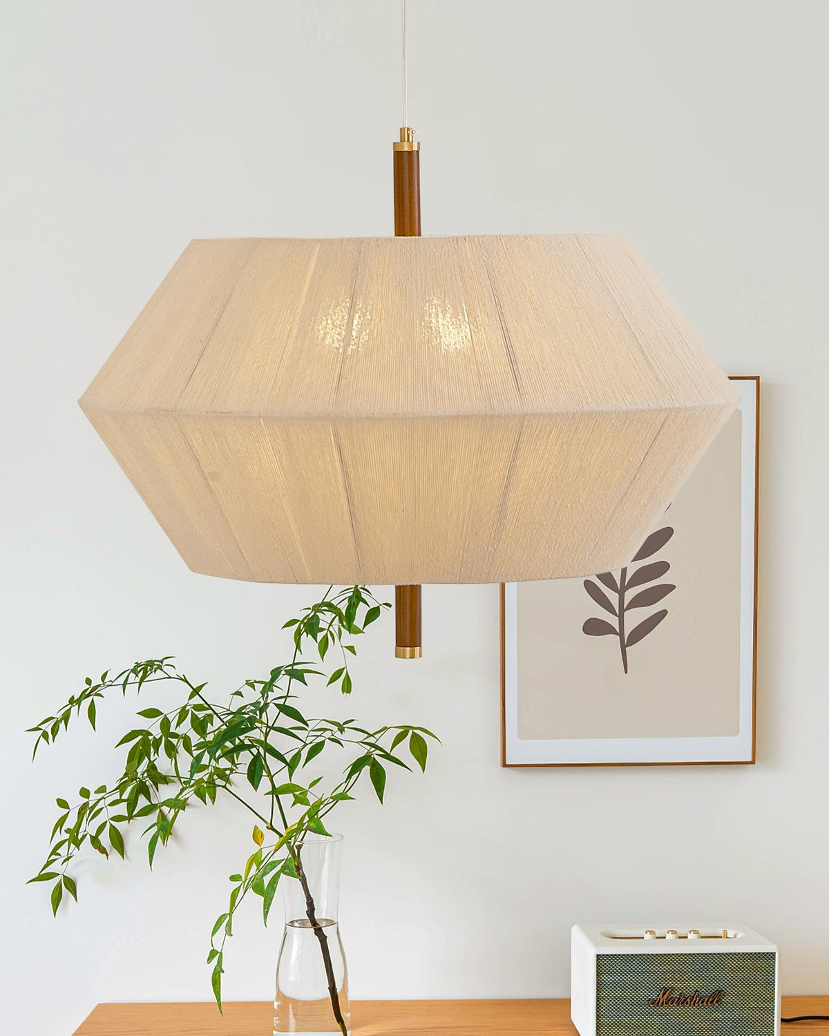 Elowen lampă suspendată Fibră de Bumbac lemn de Nuc Natural