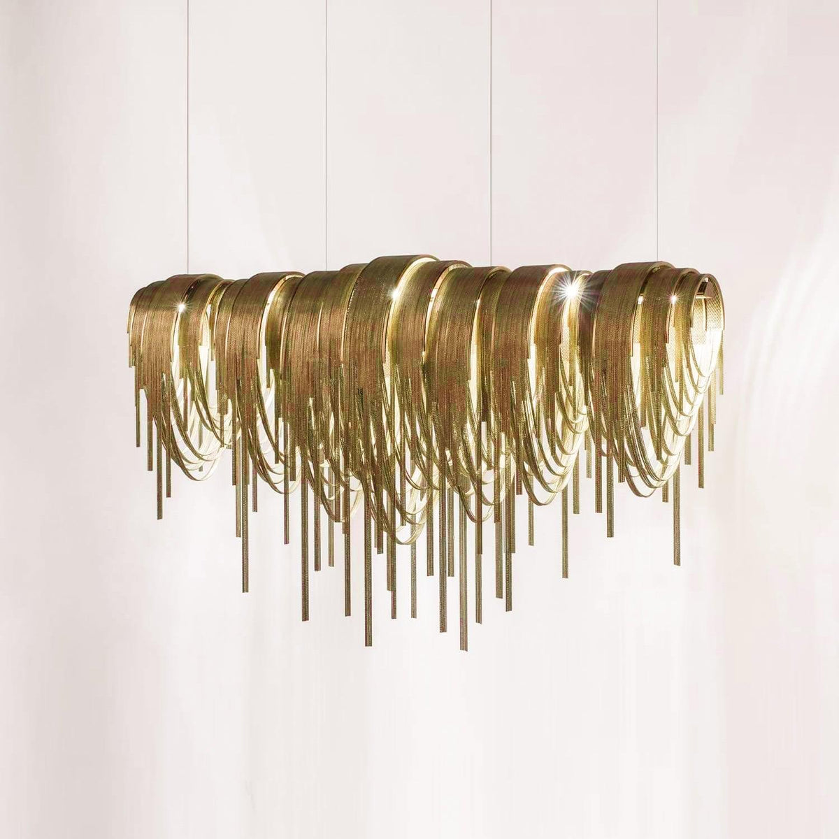 Tarien candelabru Lanțuri Stratificate Nichel Lux