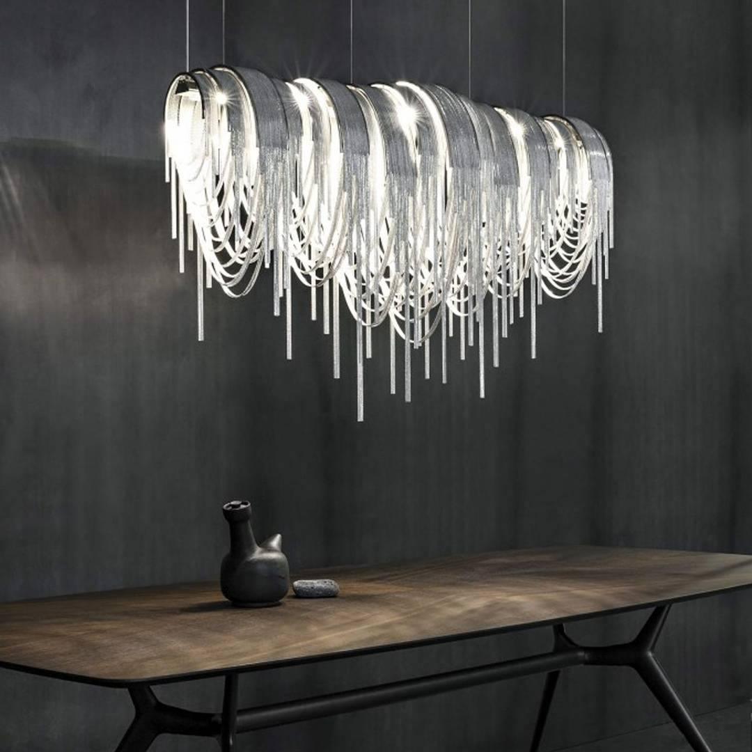 Tarien candelabru Lanțuri Stratificate Nichel Lux