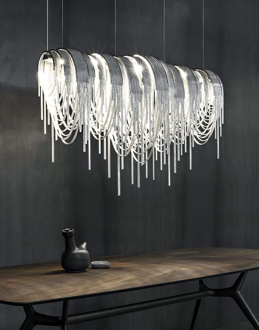 Tarien candelabru Lanțuri Stratificate Nichel Lux