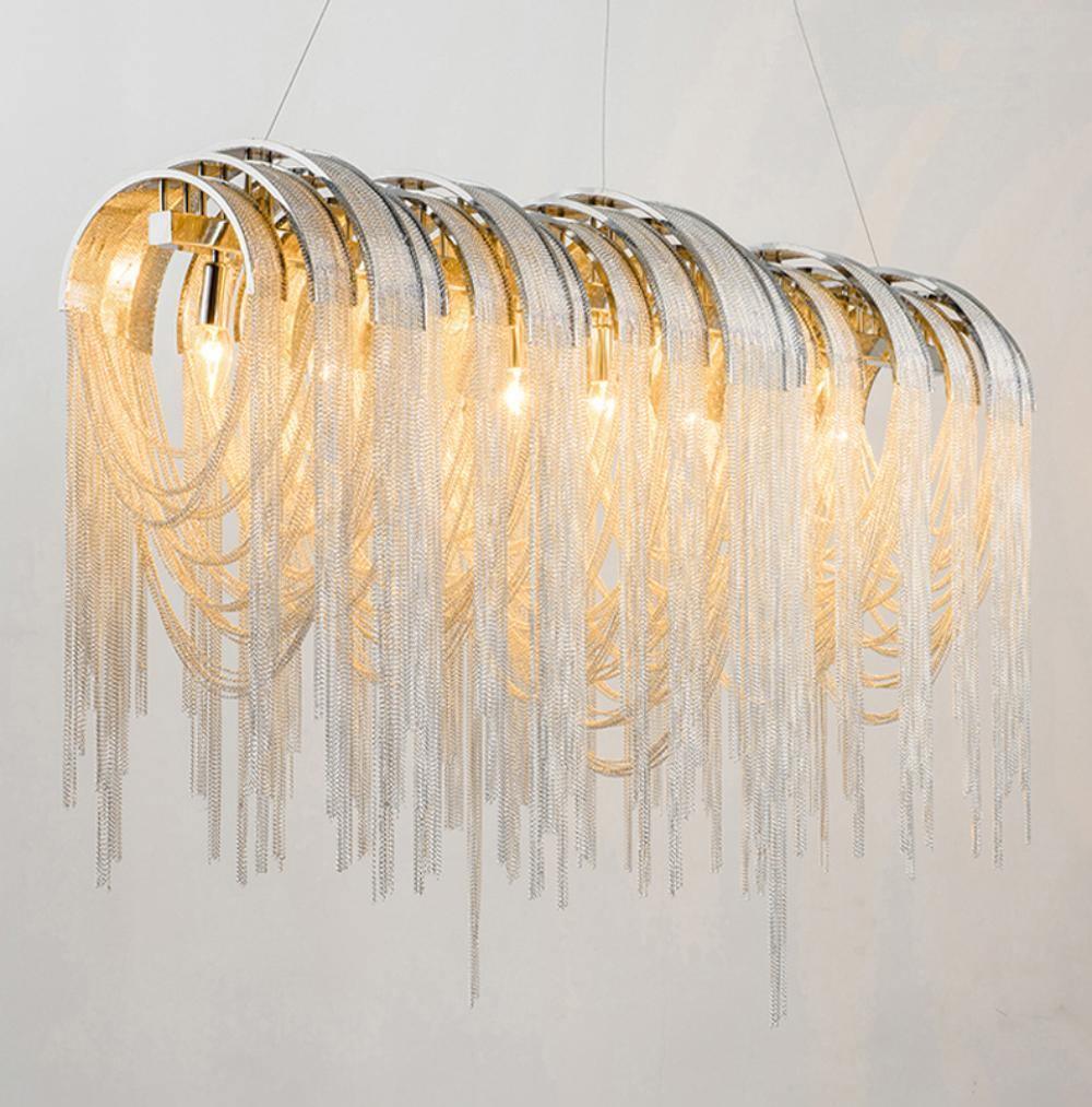 Tarien candelabru Lanțuri Stratificate Nichel Lux