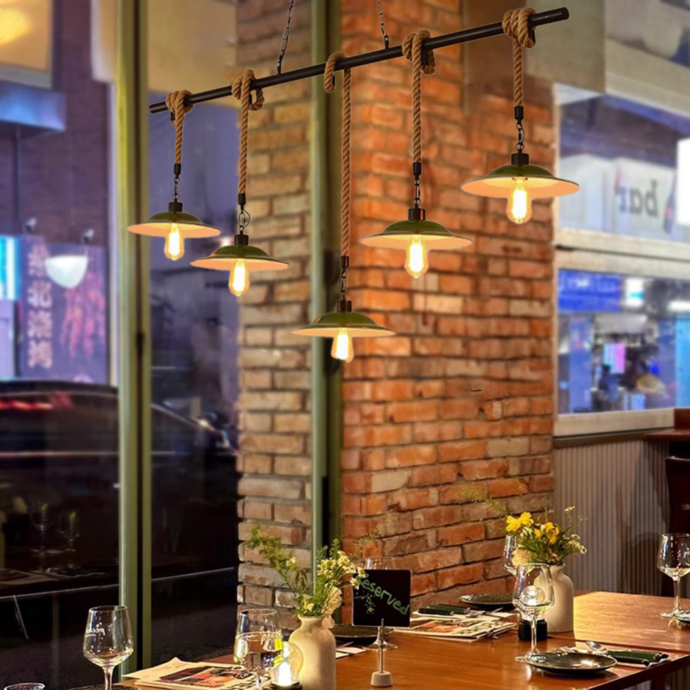 Epoch lampă suspendată verde din metal, vintage, LED, pentru bucătărie și living