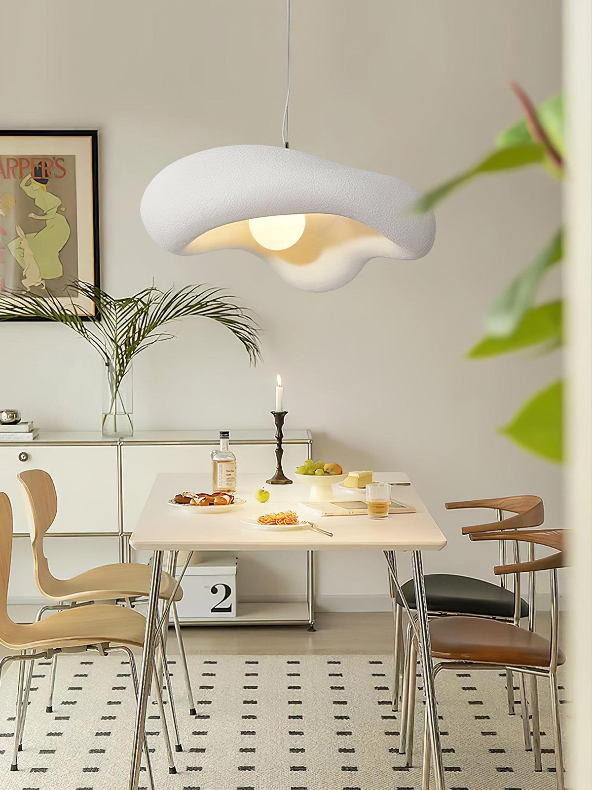 Lampă suspendată din rășină în formă organică pentru interioare moderne Natural