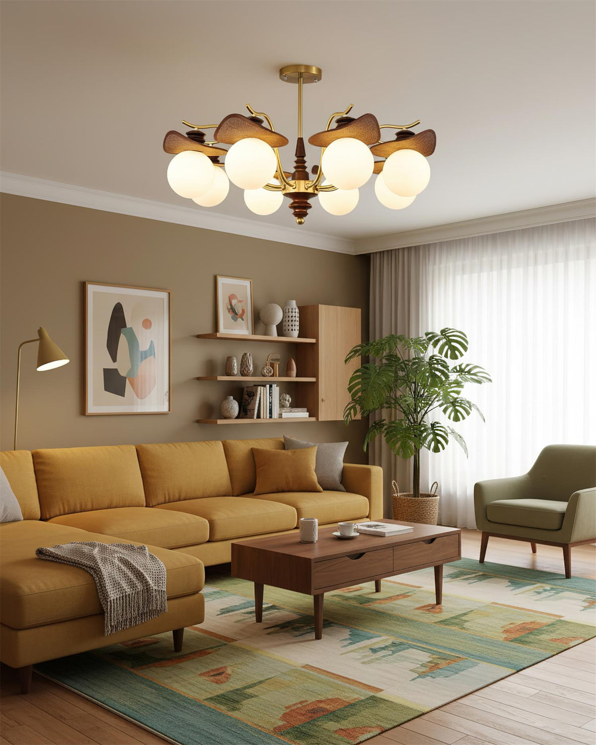 Candelabru glob din lemn