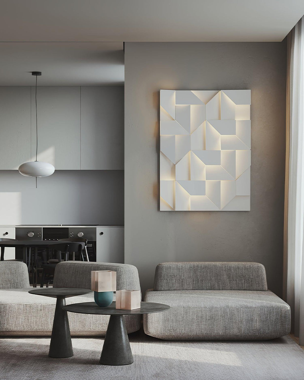 Aplică de perete 3D Geometric Panels stratificat Light Art Reglare prin telecomandă modern