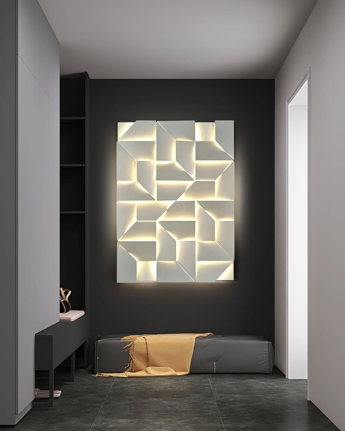 Aplică de perete 3D Geometric Panels stratificat Light Art Reglare prin telecomandă modern