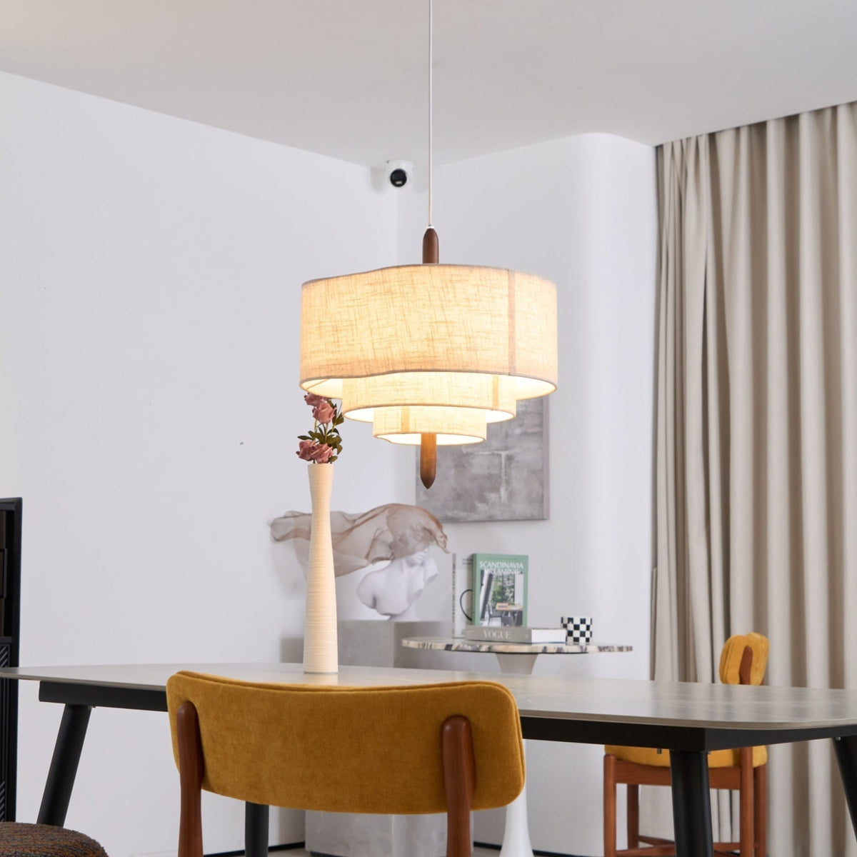 Salemu Elegance val Ladder lampă suspendată din lemn și țesătură