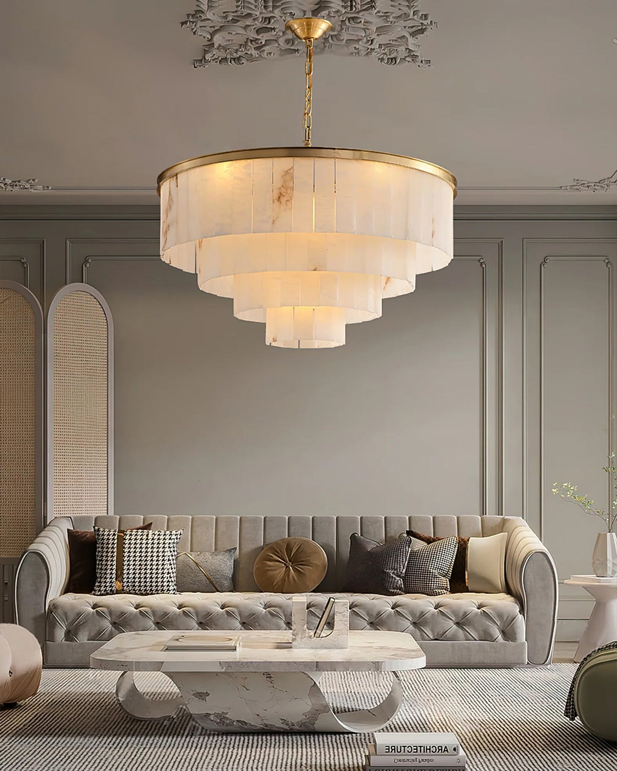 Windham candelabru din alabastru cu halouri stratificate
