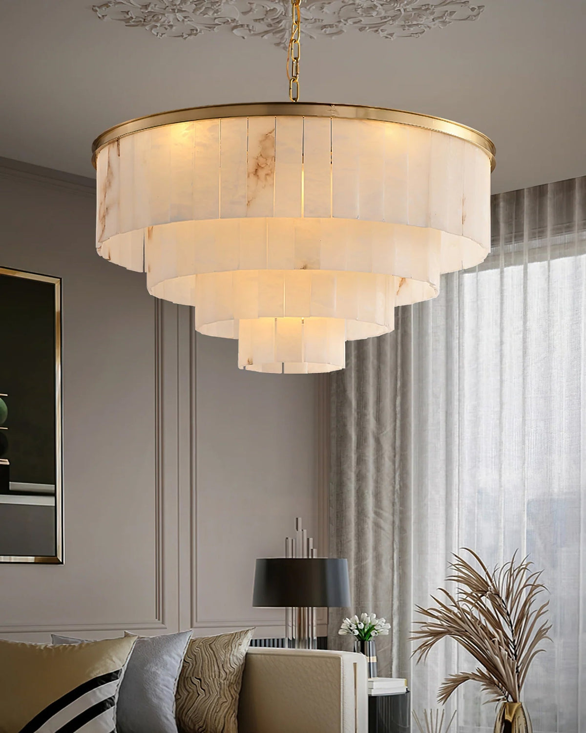 Windham candelabru din alabastru cu halouri stratificate