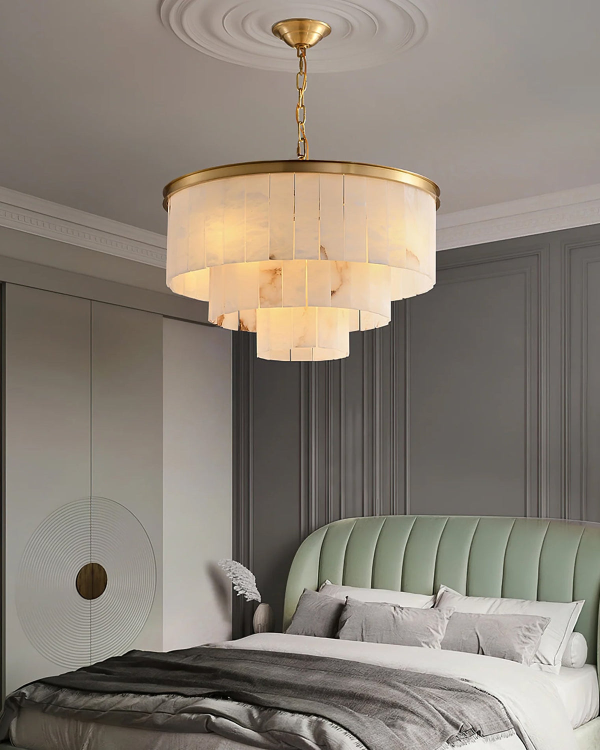Windham candelabru din alabastru cu halouri stratificate