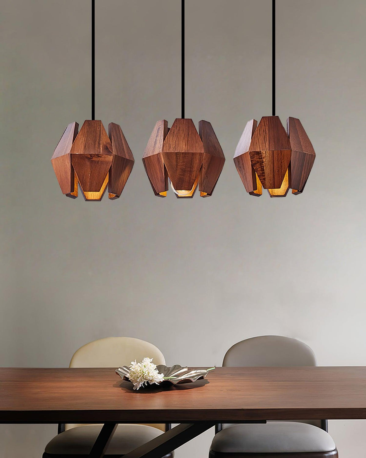 Miro lampă suspendată Abajur Geometric din lemn Lumina Caldă Accent minimalist Nordic